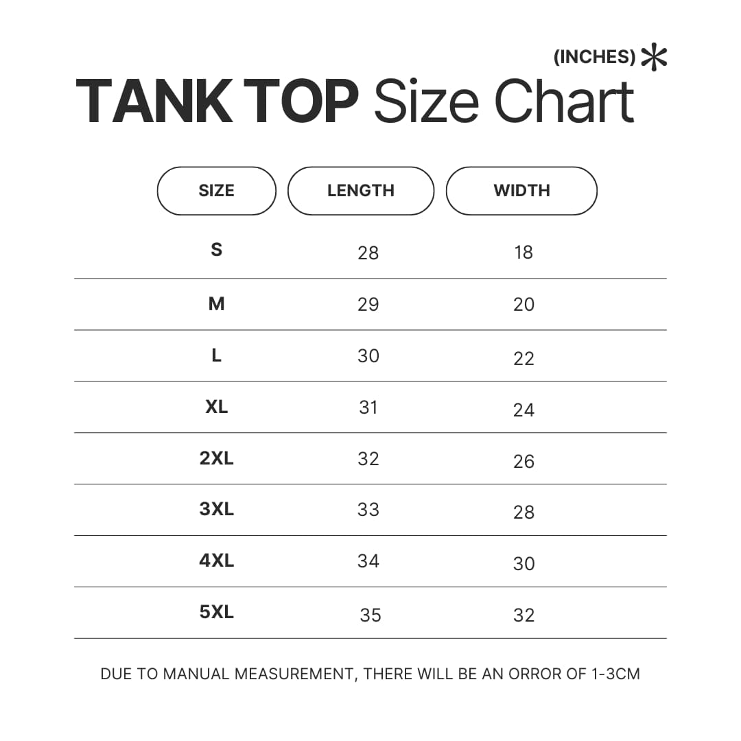 Tank Top Size Chart - Undead Unluck Shop