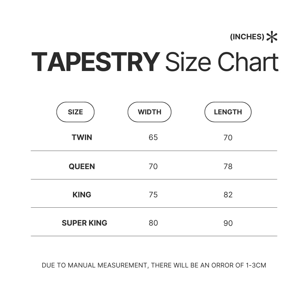 Tapestry Size Chart - Undead Unluck Shop