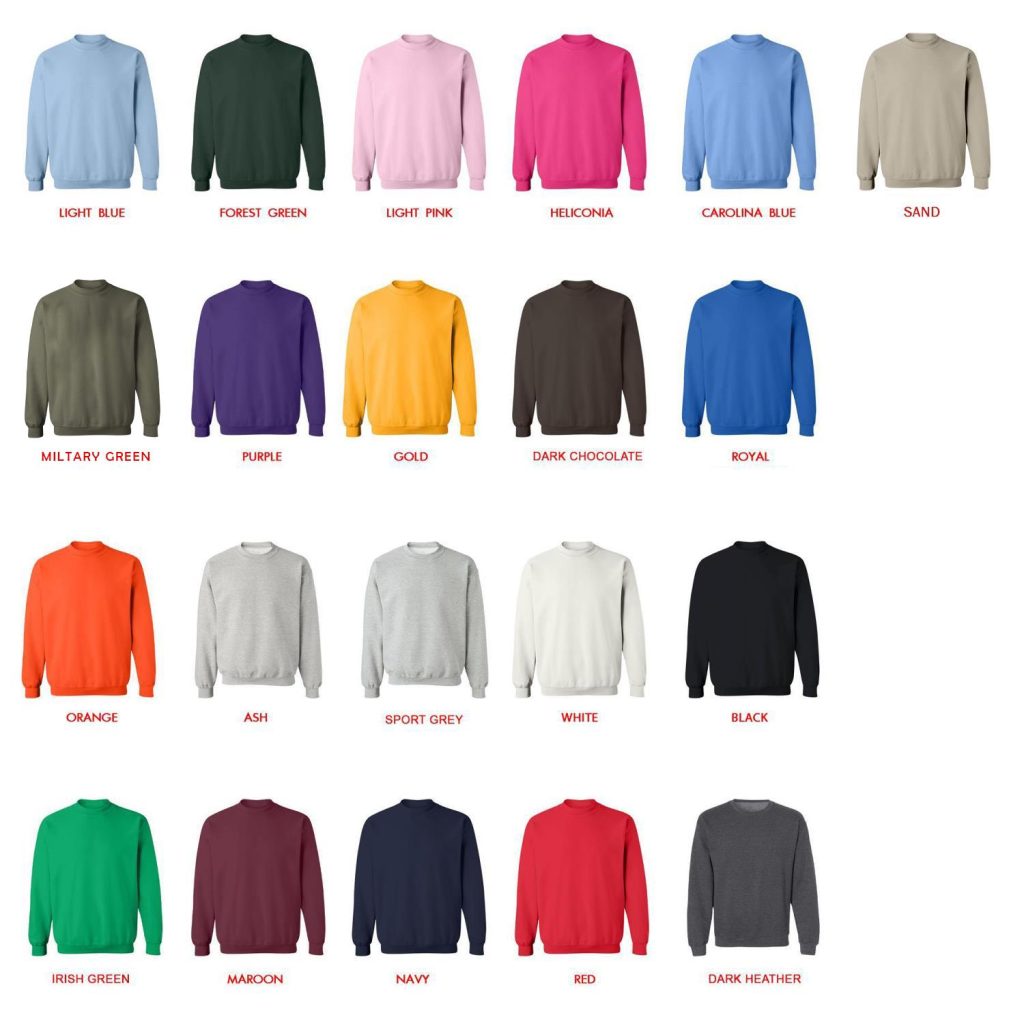 sweatshirt color chart - Undead Unluck Shop