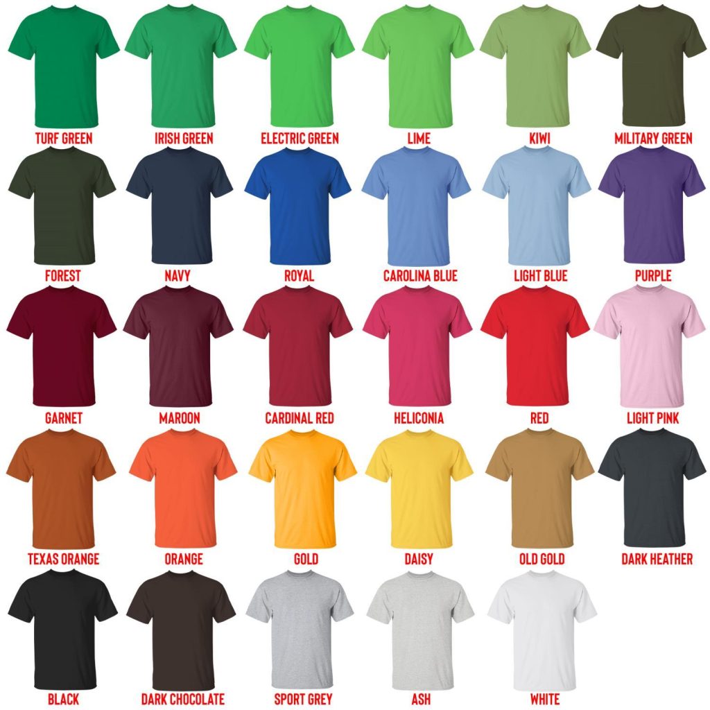 t shirt color chart - Undead Unluck Shop