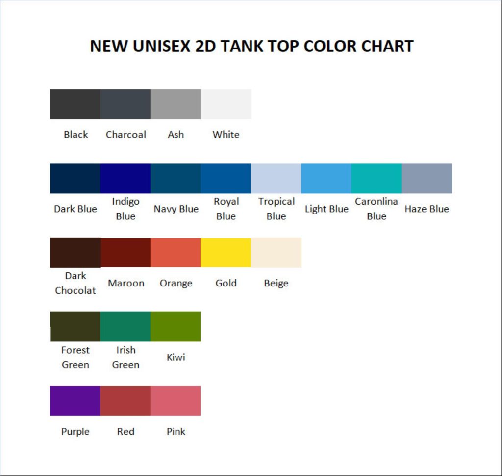 tank top color chart - Undead Unluck Shop